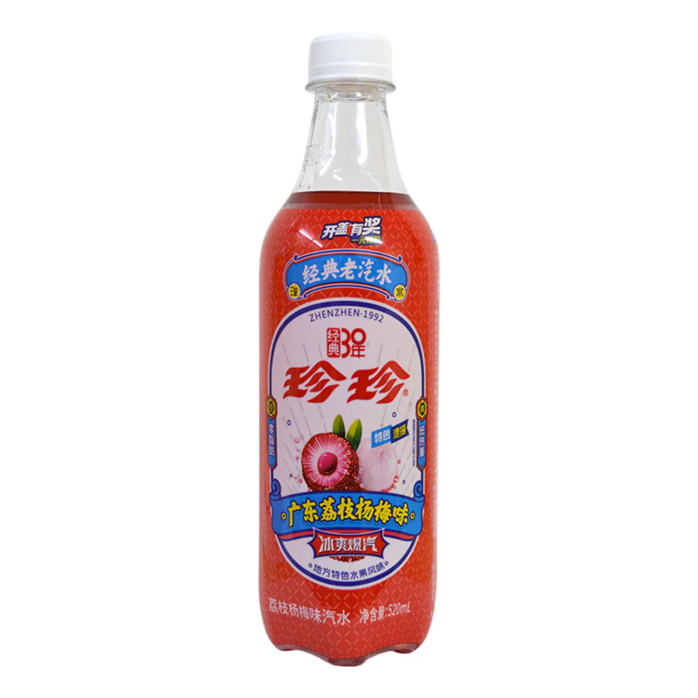 ZhenZhen Lychee & Chinese Bayberry Sparkling Soda 520ml – Guangdong-Style Fruit Soft Drink