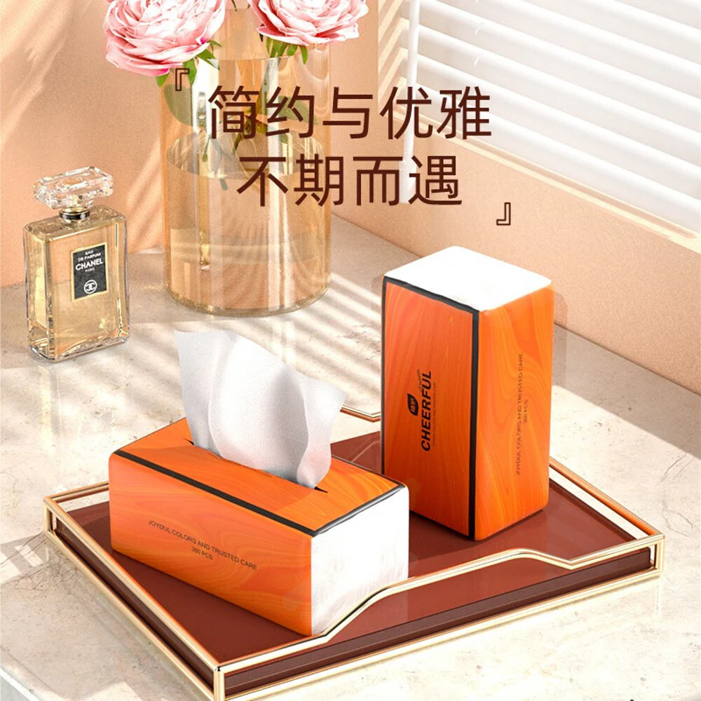 ZhiHu Cheerful 4-Ply Embossed Facial Tissues - 90 Sheets x 10 Packs - Image 2