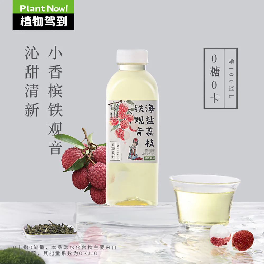 Zhiwu Jiadao Sugar-Free Sea Salt Lychee Tieguanyin Oolong Tea 500ml x 15 – Zero Sugar Lychee Oolong Drink - Image 2